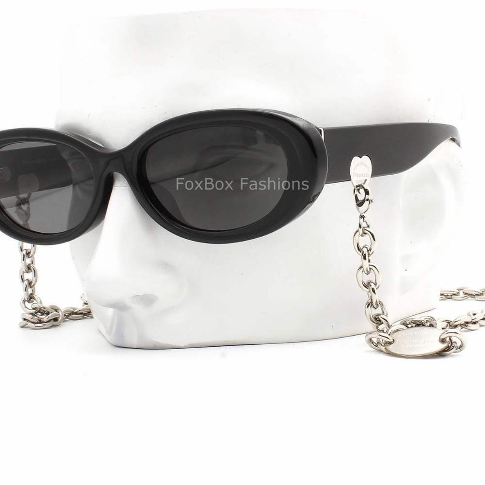 Tiffany & Co. Black Sunglasses with Silver Chain - Picture 9 of 10